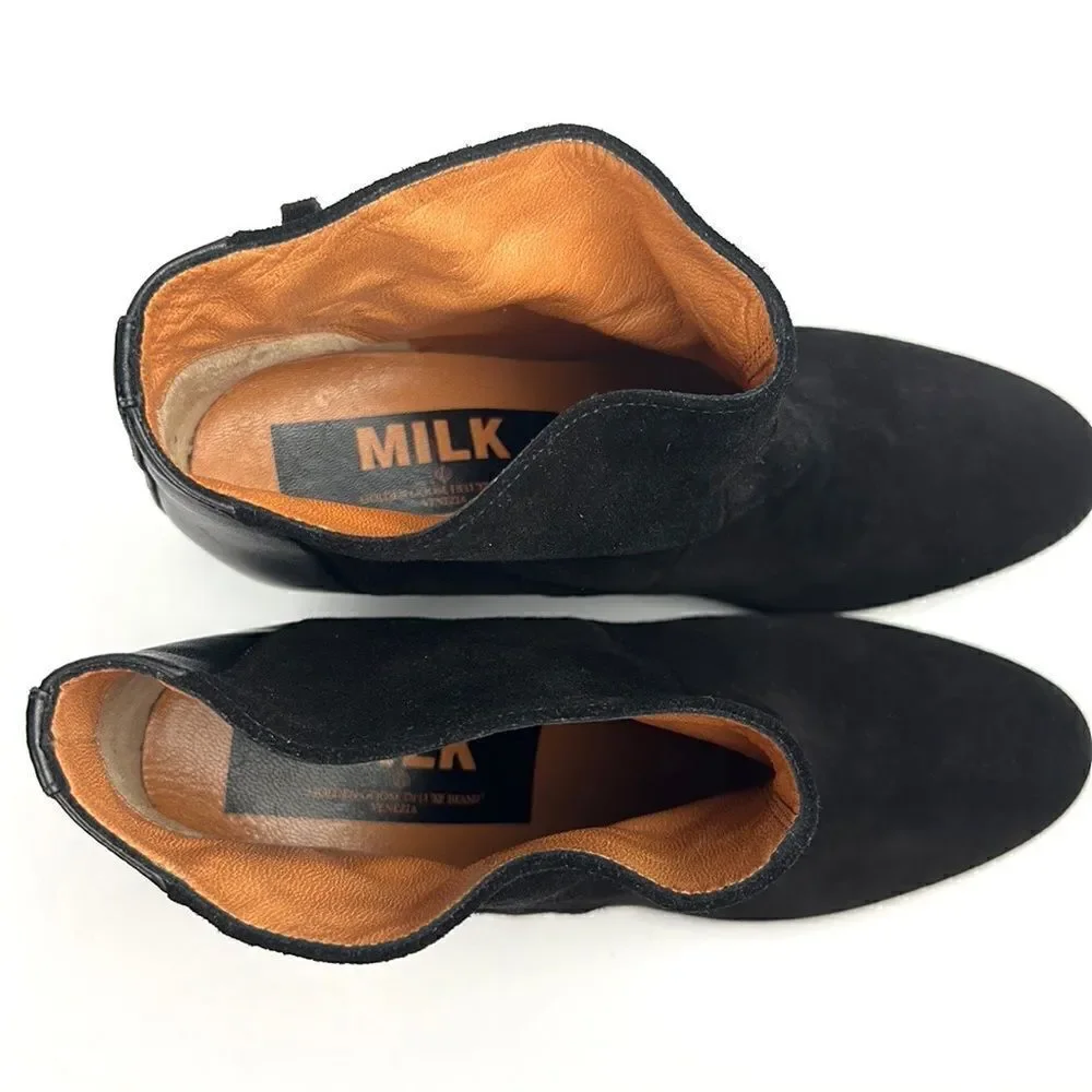 NWOB NEW Golden Goose MILK Black Suede Leather Ankle Cowboy Booties EUR 38 US 8